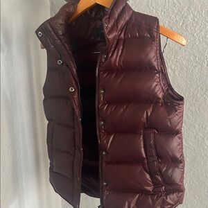J. Crew Shiny Quilted Puffer Vest in Deep Wine